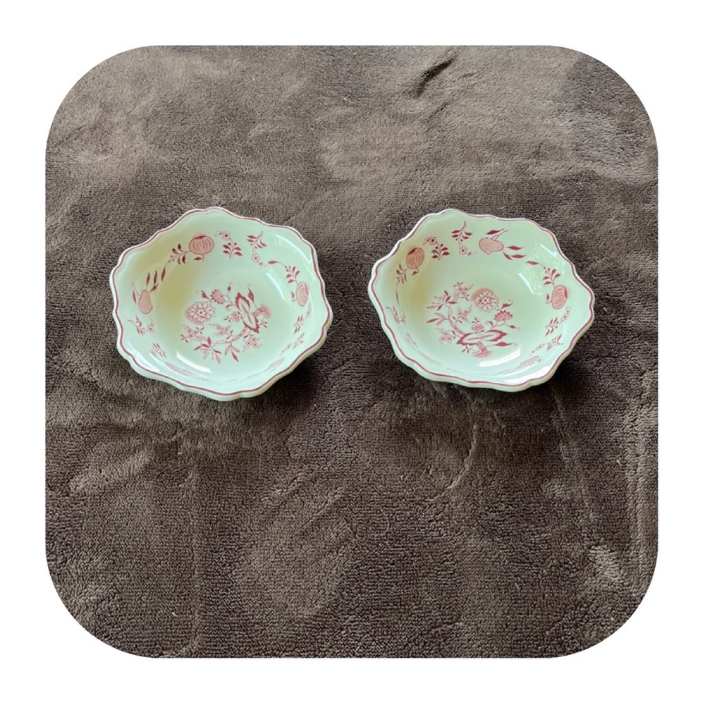 Vintage Shenango China bowls with red floral detail (set of 2)